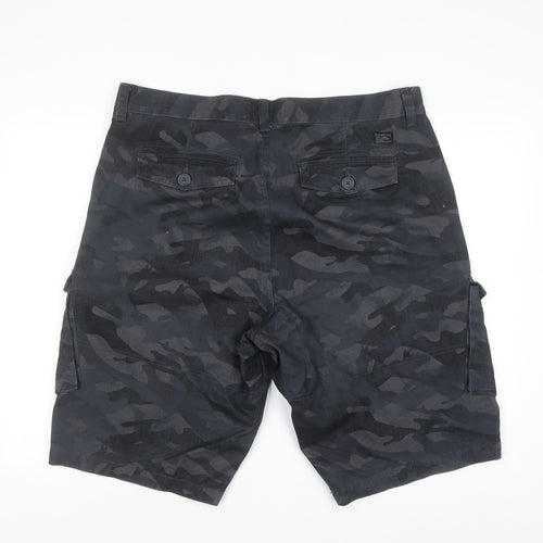 Firetrap Men's Black Camouflage Cargo Shorts 2XL Cotton