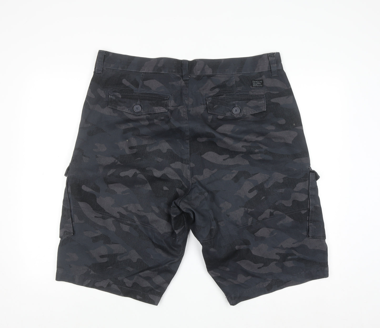 Firetrap Men's Black Camouflage Cargo Shorts 2XL Cotton