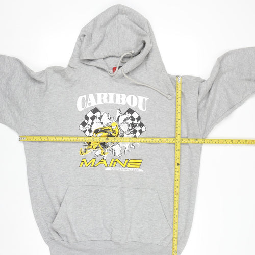 Jon Lauren Men's Grey Caribou Maine Pullover Hoodie XL Graphic Print