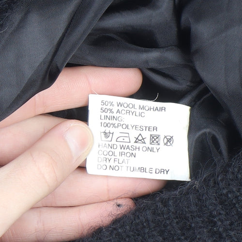 Affections Womens Black Argyle Floral Embroidered Knit Cardigan One Size
