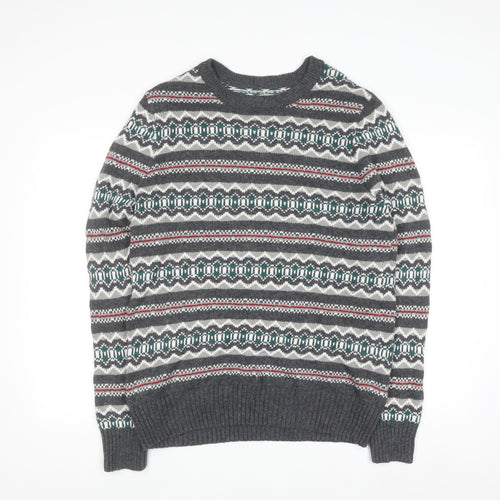 Sonoma Men’s Grey Fair Isle Knit Pullover Jumper M