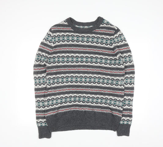 Sonoma Men’s Grey Fair Isle Knit Pullover Jumper M