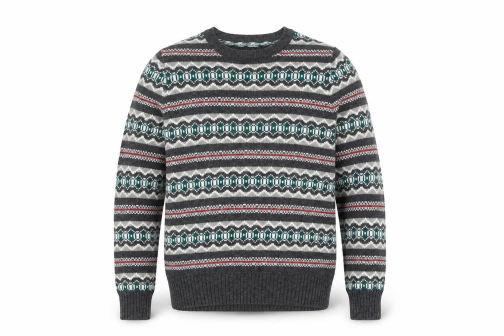 Front view of Sonoma Men’s Grey Fair Isle Knit jumper M