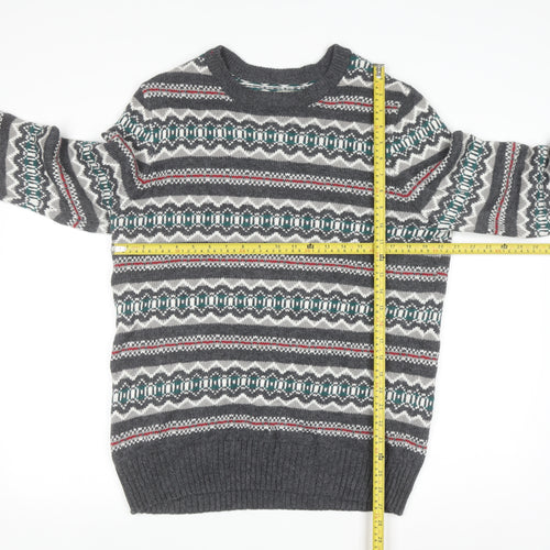 Sonoma Men’s Grey Fair Isle Knit Pullover Jumper M