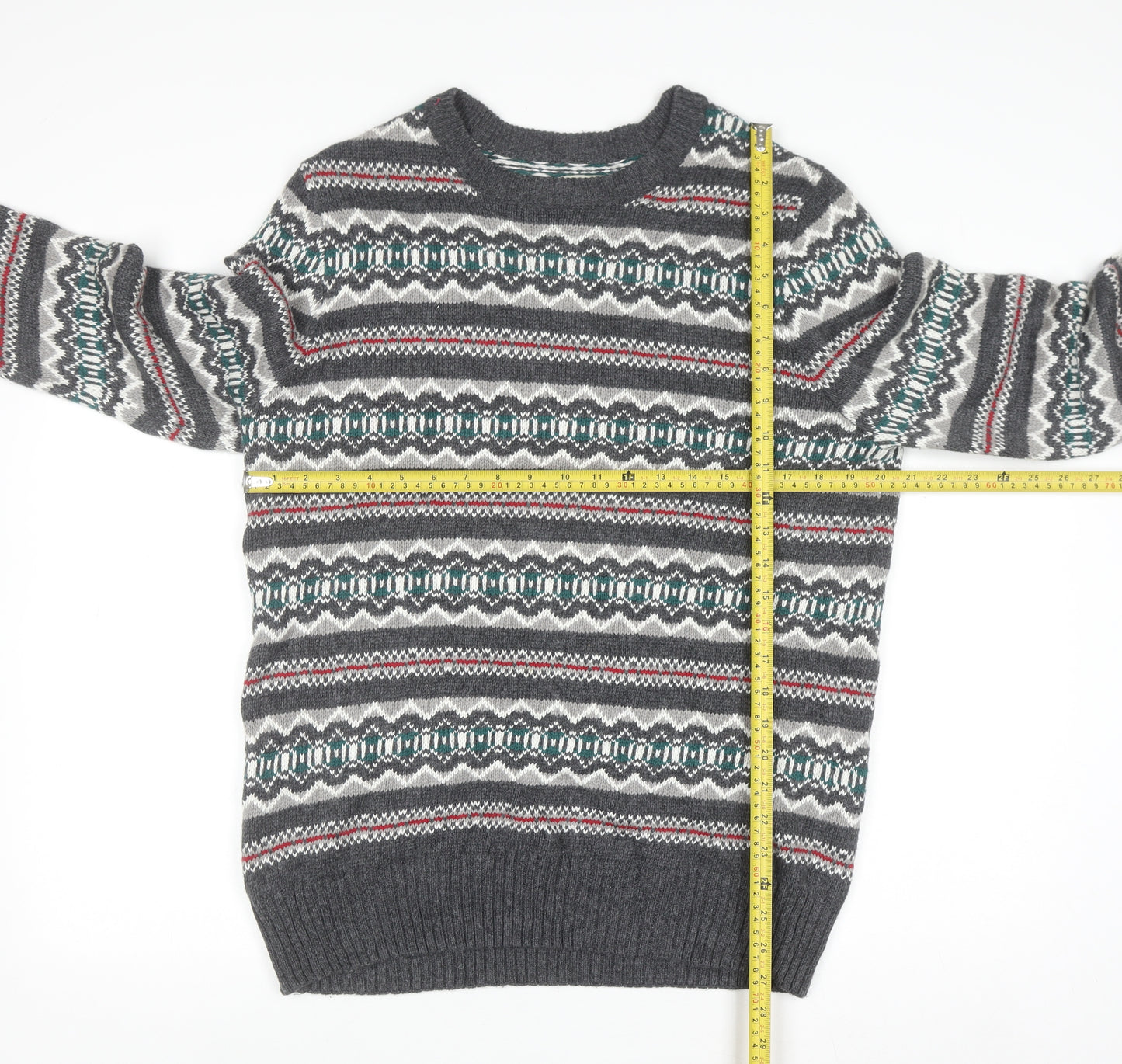 Sonoma Men’s Grey Fair Isle Knit Pullover Jumper M