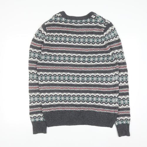 Sonoma Men’s Grey Fair Isle Knit Pullover Jumper M