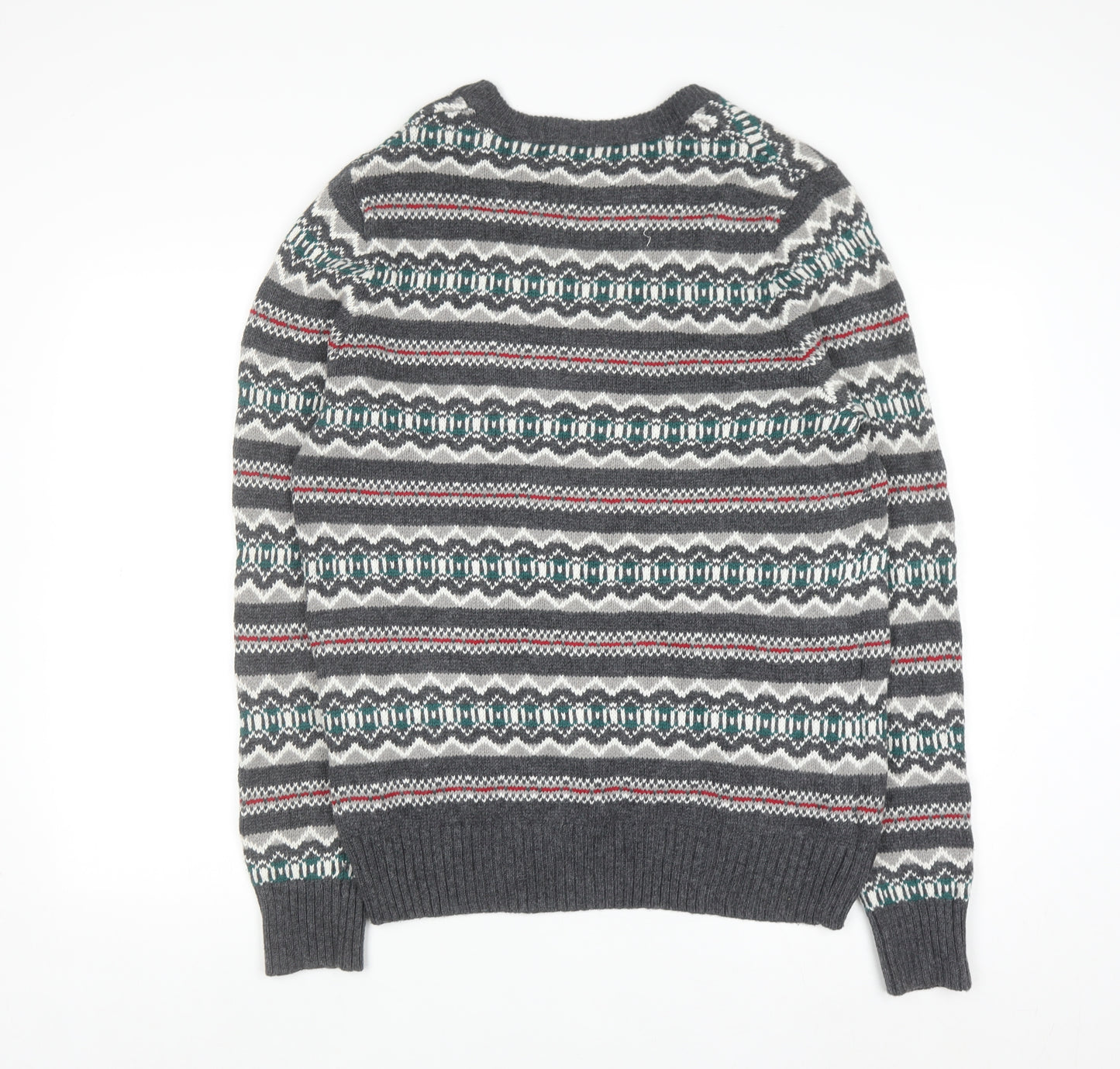 Sonoma Men’s Grey Fair Isle Knit Pullover Jumper M