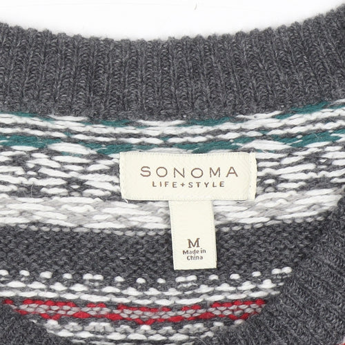 Sonoma Men’s Grey Fair Isle Knit Pullover Jumper M