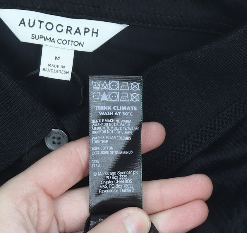 Marks and Spencer Autograph Men's Black Supima Cotton Polo Shirt M