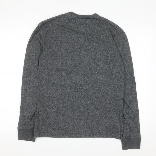 Superdry Men's Grey Henley Long Sleeve Casual Shirt M