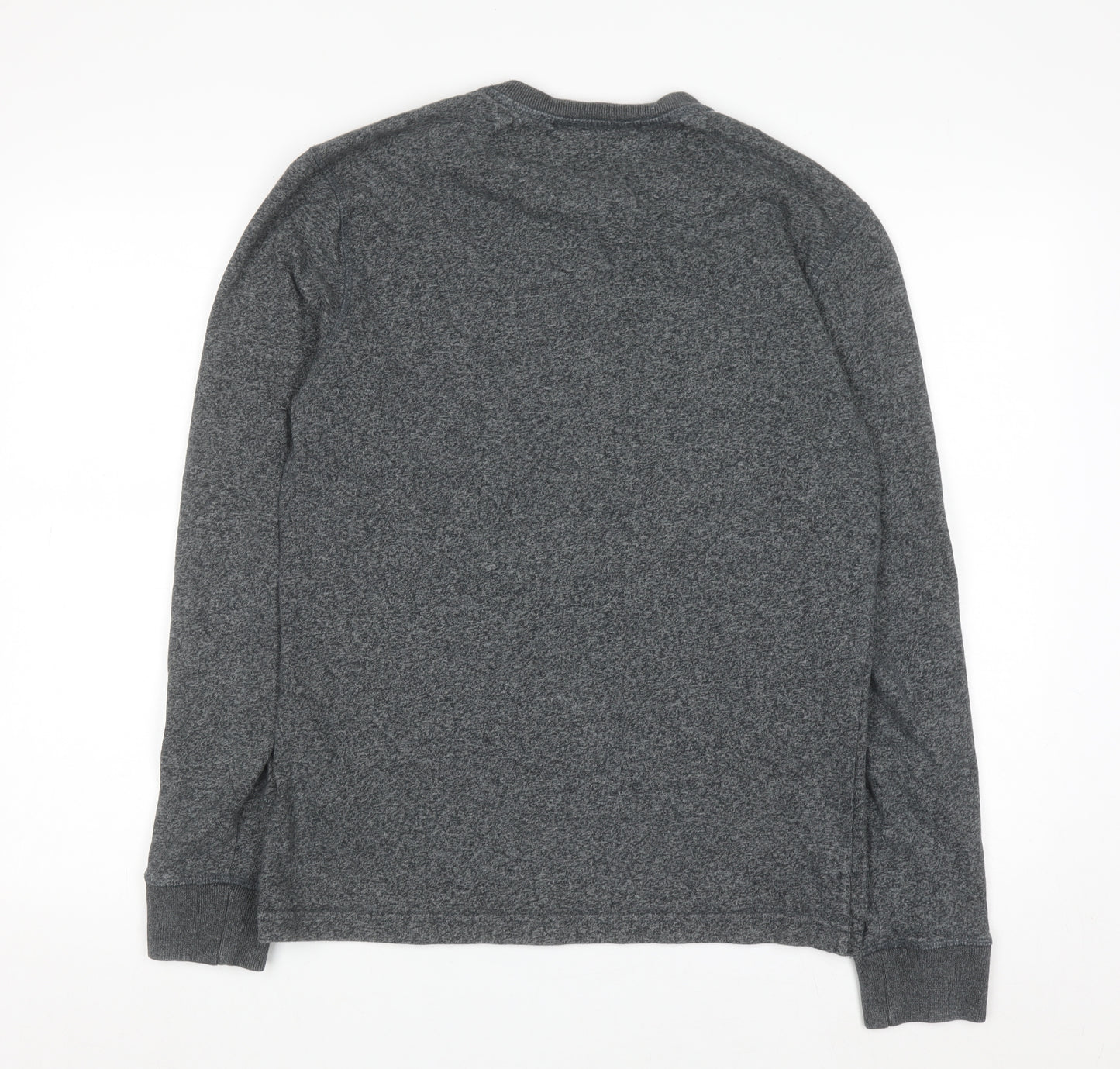 Superdry Men's Grey Henley Long Sleeve Casual Shirt M