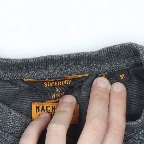 Superdry Men's Grey Henley Long Sleeve Casual Shirt M
