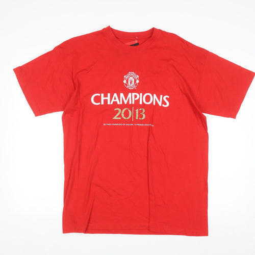 Manchester United Men’s Red Champions 2013 Cotton T-Shirt Size L