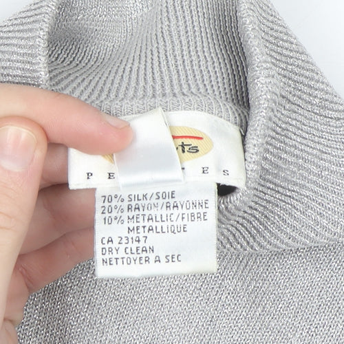 Talbots Women’s Silver Mock Neck Silk Blend Petite Jumper Size S