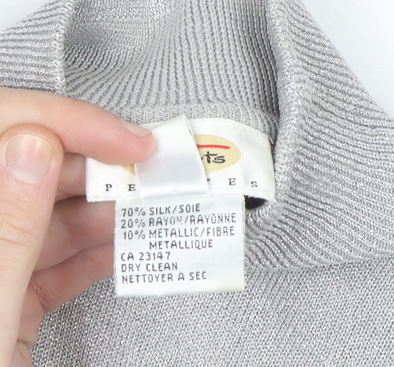 Talbots Women’s Silver Mock Neck Silk Blend Petite Jumper Size S