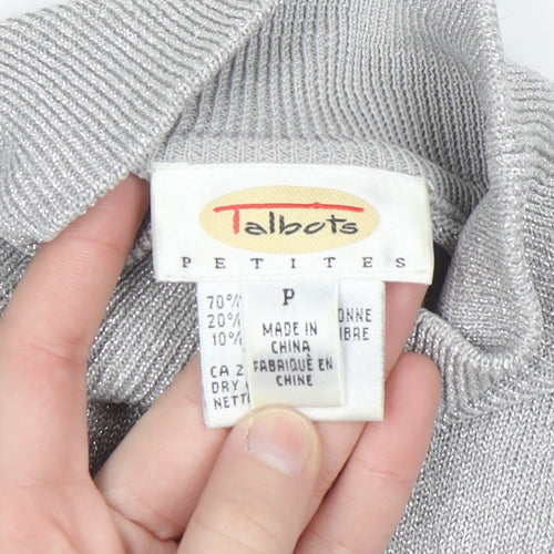 Talbots Women’s Silver Mock Neck Silk Blend Petite Jumper Size S