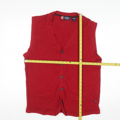 Chaps Men's Red Sleeveless Cotton Button Knit Vest L