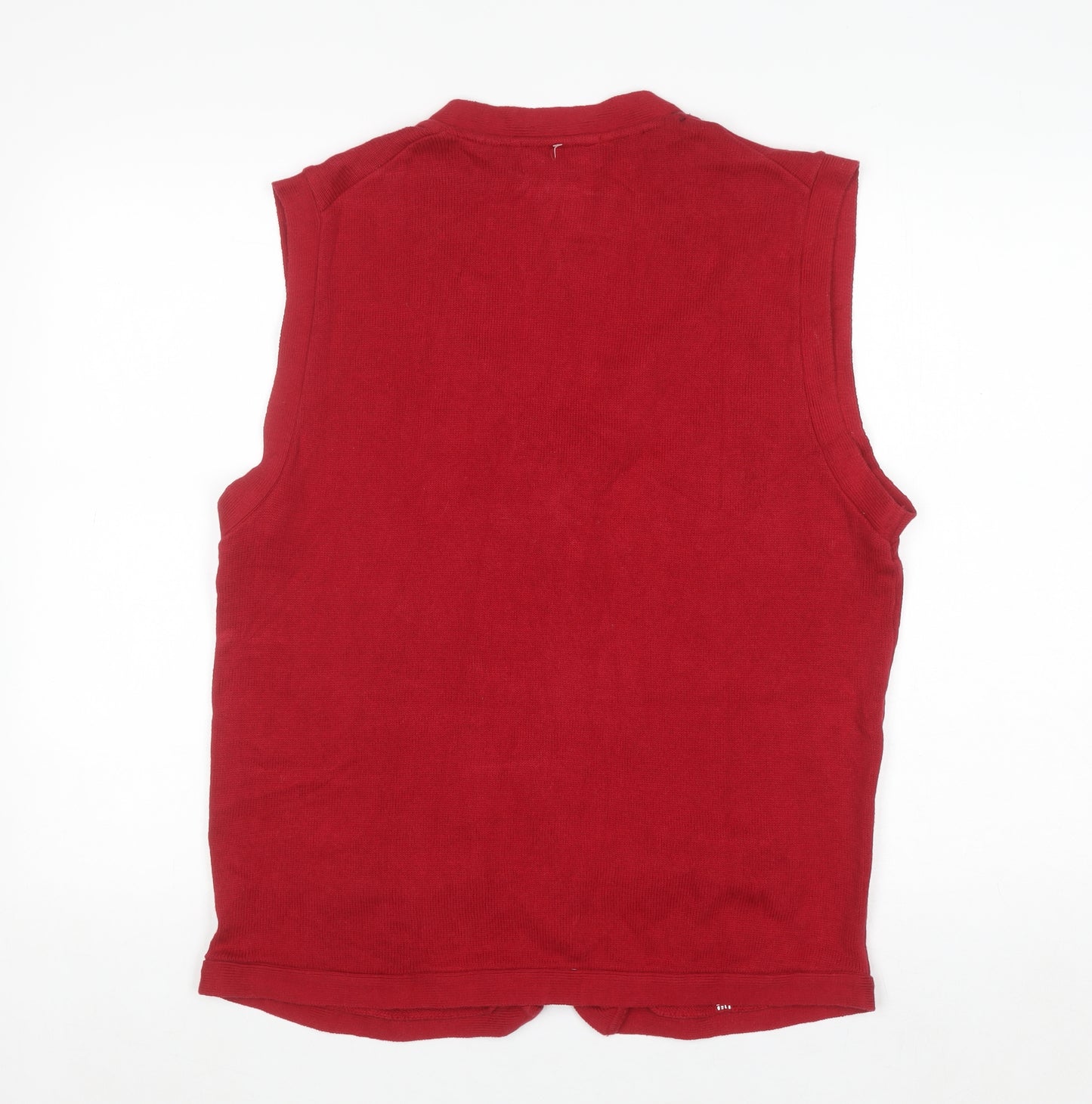 Chaps Men's Red Sleeveless Cotton Button Knit Vest L