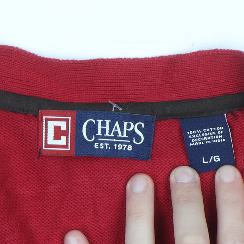 Chaps Men's Red Sleeveless Cotton Button Knit Vest L