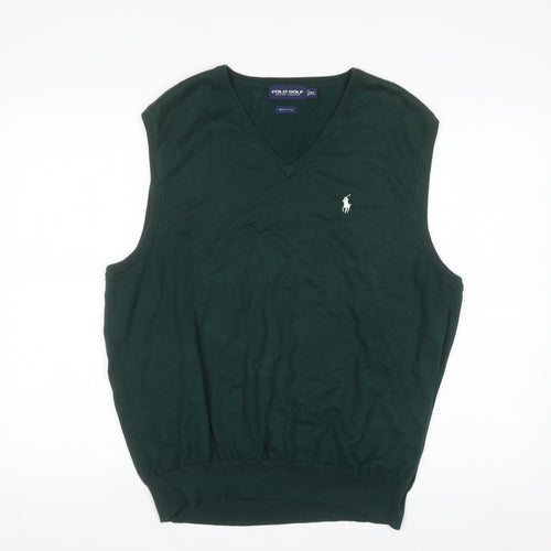 Ralph Lauren Polo Golf Mens Green Cotton Sleeveless V-Neck Vest XL