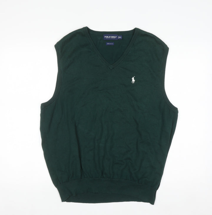 Ralph Lauren Polo Golf Mens Green Cotton Sleeveless V-Neck Vest XL