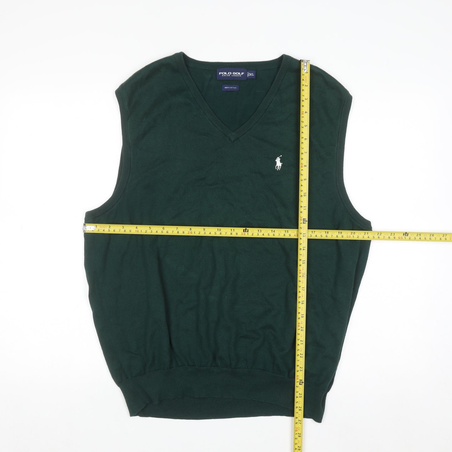 Ralph Lauren Polo Golf Mens Green Cotton Sleeveless V-Neck Vest XL