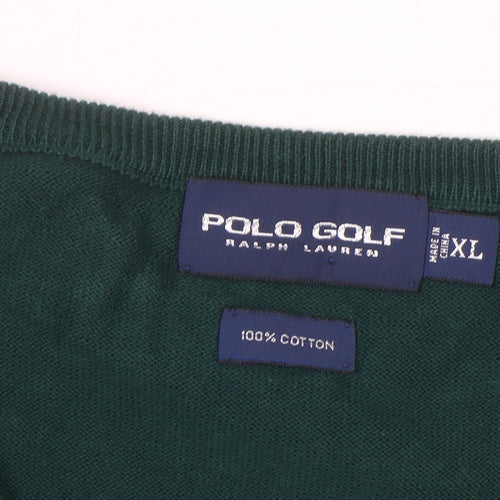 Ralph Lauren Polo Golf Mens Green Cotton Sleeveless V-Neck Vest XL