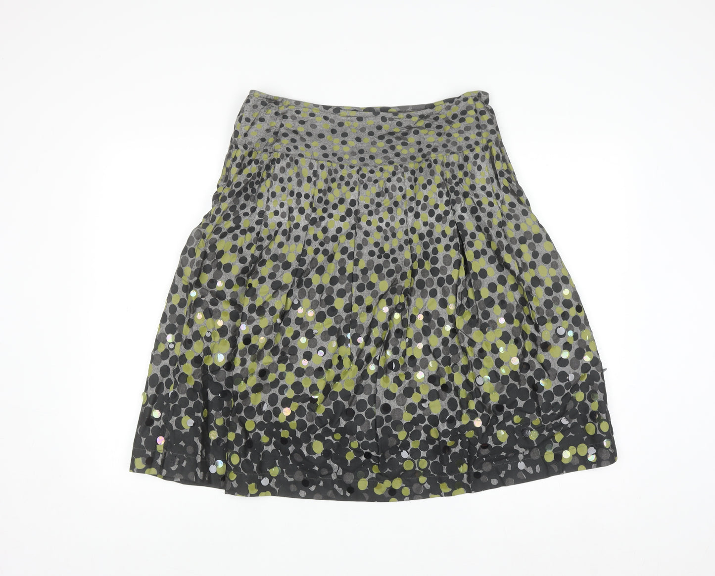 Marks and Spencer Per Una Women's Grey Polka Dot A-Line Skirt Size 12