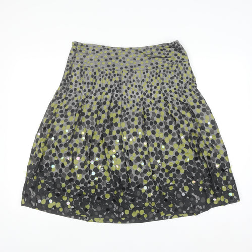 Marks and Spencer Per Una Women's Grey Polka Dot A-Line Skirt Size 12