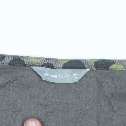 Marks and Spencer Per Una Women's Grey Polka Dot A-Line Skirt Size 12