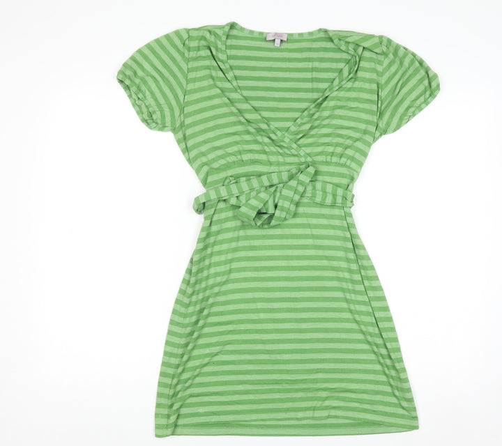 Marks and Spencer Women’s Green Striped Wrap Dress Size 10