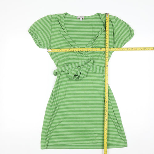 Marks and Spencer Women’s Green Striped Wrap Dress Size 10