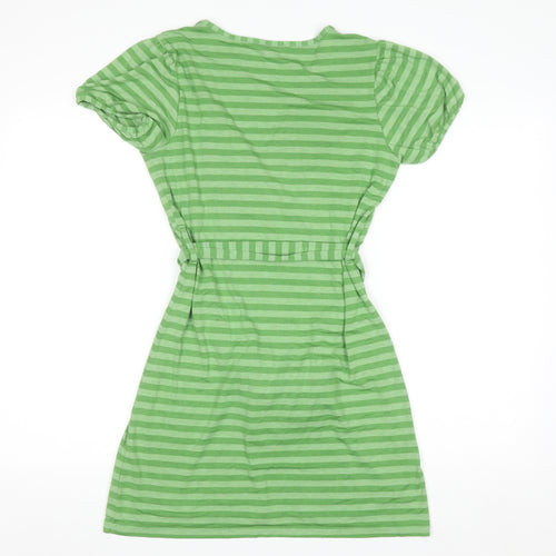 Marks and Spencer Women’s Green Striped Wrap Dress Size 10