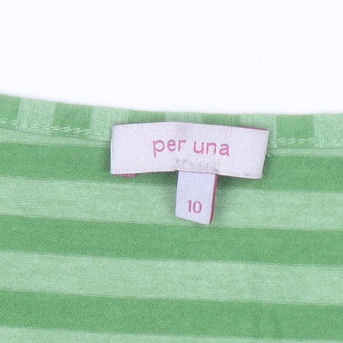 Marks and Spencer Women’s Green Striped Wrap Dress Size 10