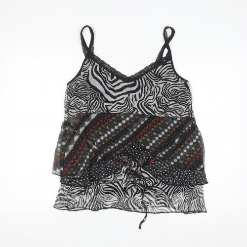 Marks and Spencer Per Una Women’s Black Animal Print Sheer Camisole Top Size 16