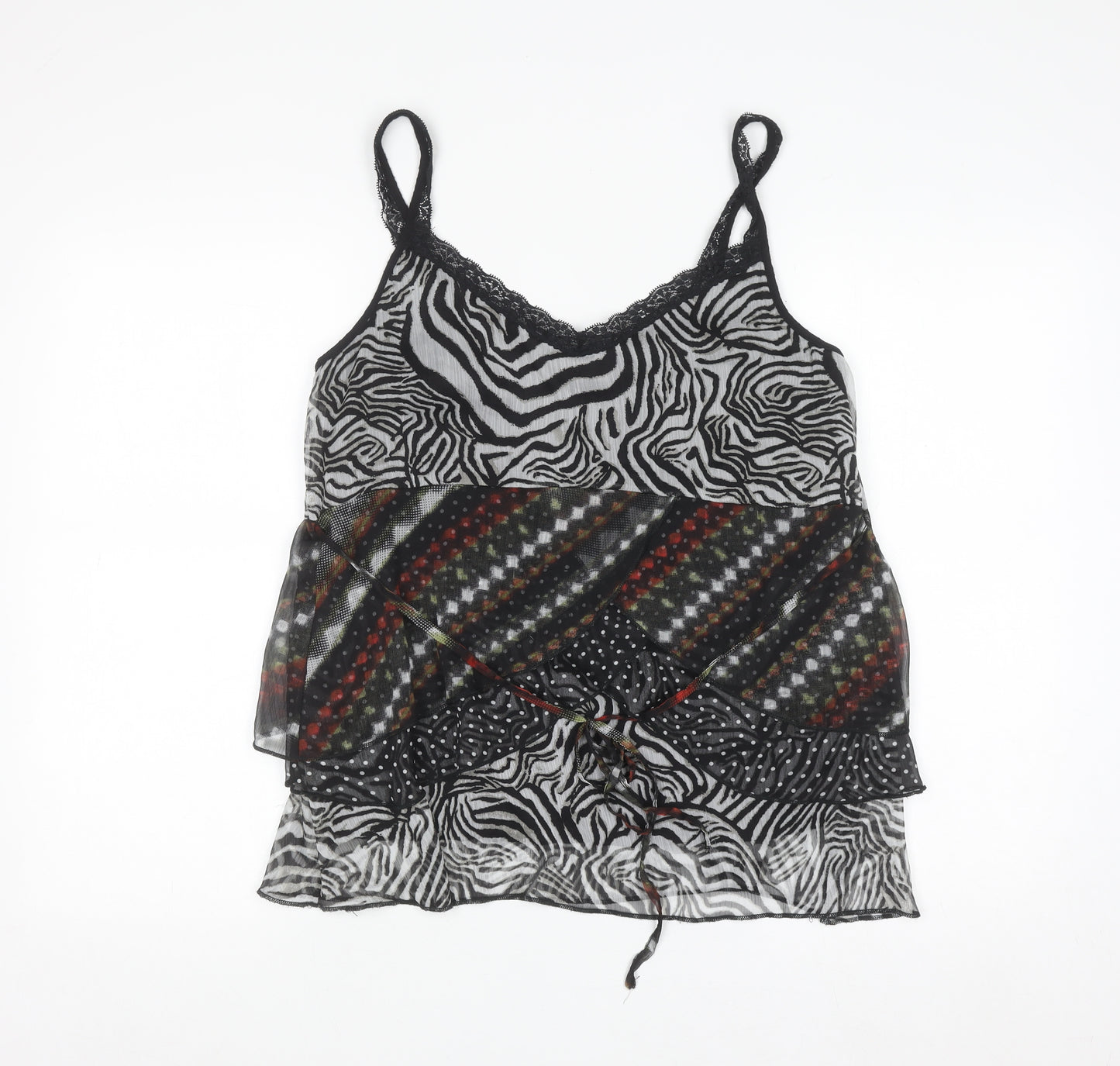 Marks and Spencer Per Una Women’s Black Animal Print Sheer Camisole Top Size 16