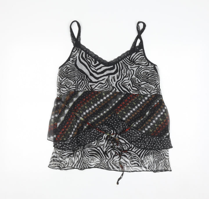 Marks and Spencer Per Una Women’s Black Animal Print Sheer Camisole Top Size 16