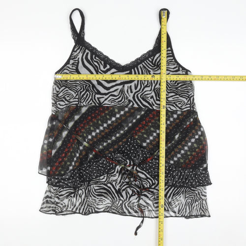Marks and Spencer Per Una Women’s Black Animal Print Sheer Camisole Top Size 16