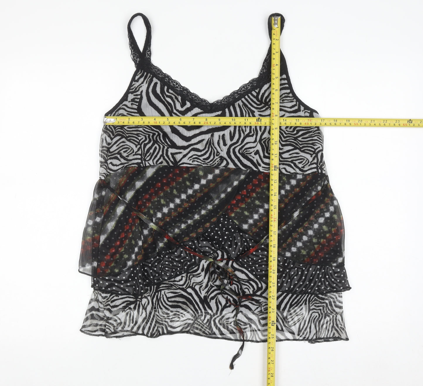 Marks and Spencer Per Una Women’s Black Animal Print Sheer Camisole Top Size 16