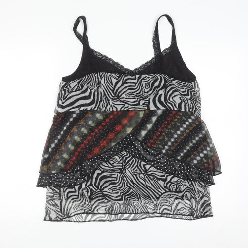 Marks and Spencer Per Una Women’s Black Animal Print Sheer Camisole Top Size 16