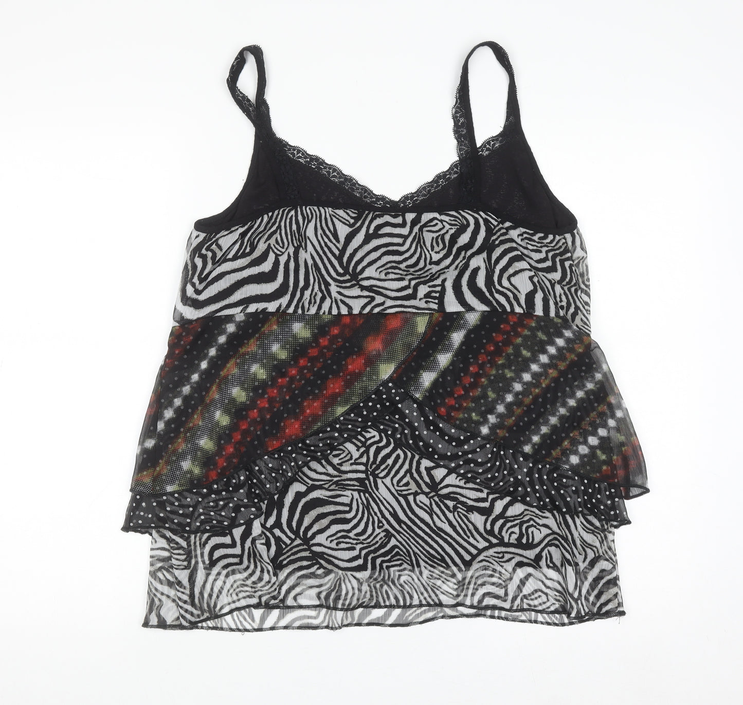 Marks and Spencer Per Una Women’s Black Animal Print Sheer Camisole Top Size 16