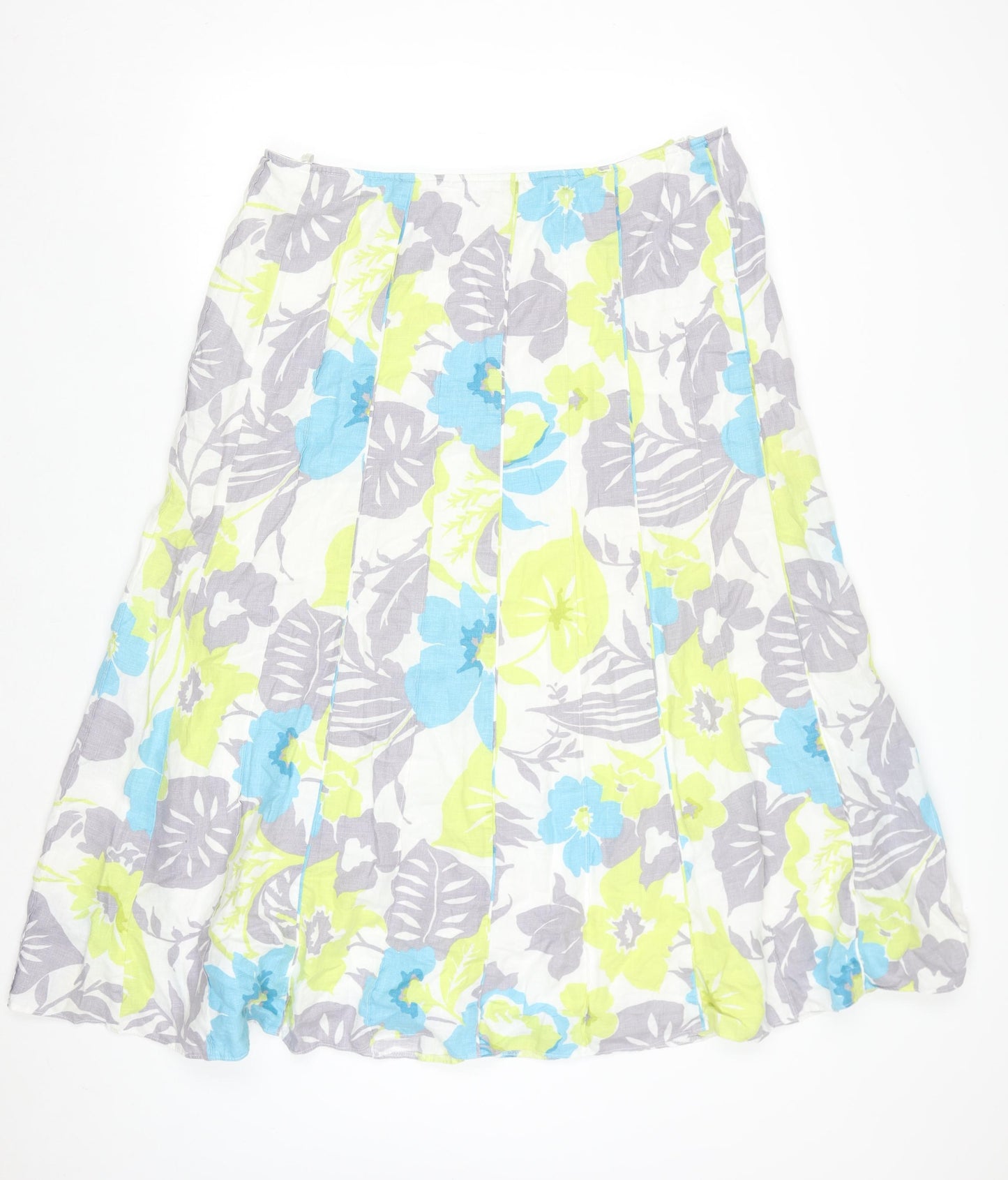 Marks and Spencer Per Una Women's Multicoloured Size 18 Floral A-Line Linen Skirt