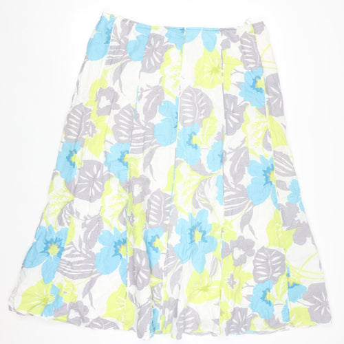 Marks and Spencer Per Una Women's Multicoloured Size 18 Floral A-Line Linen Skirt