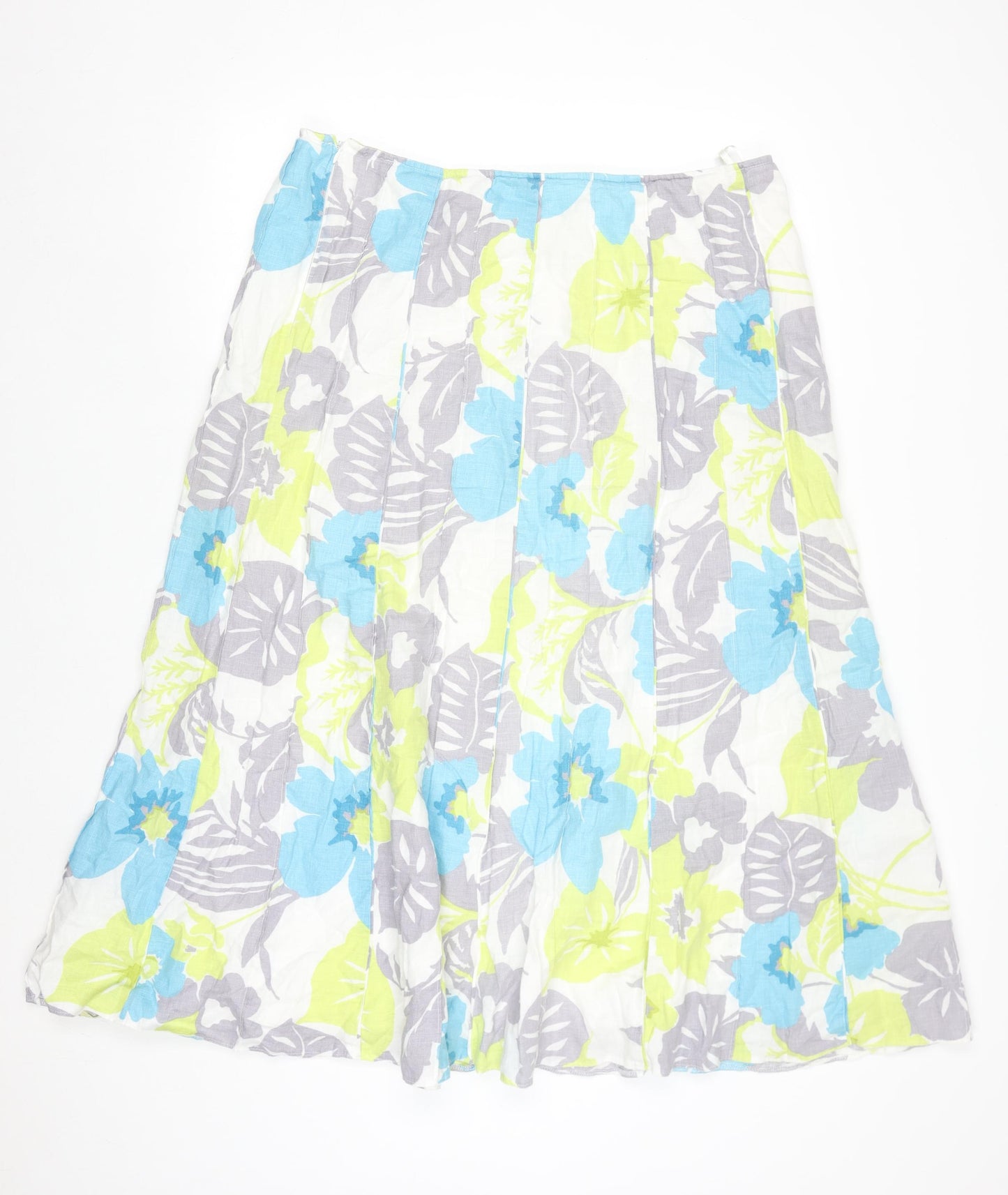Marks and Spencer Per Una Women's Multicoloured Size 18 Floral A-Line Linen Skirt