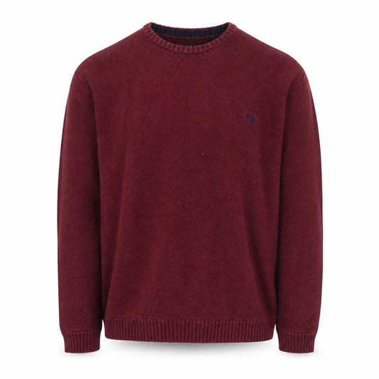 Front view of Chaps Men's Red Cotton Crew Neck Herringbone Knit Jumper XL