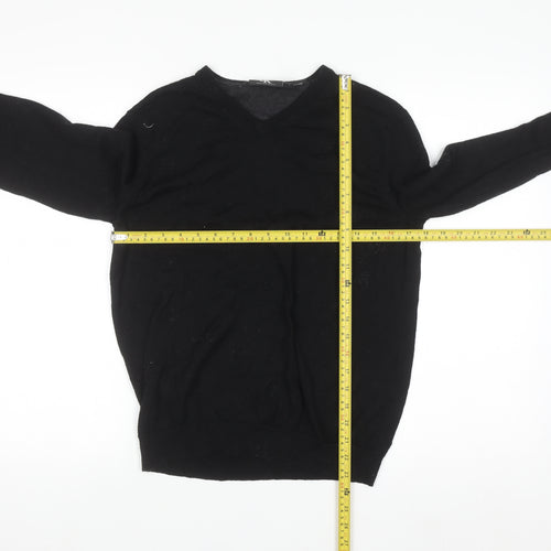 Calvin Klein Men's Black Merino Wool V-Neck Pullover Jumper M