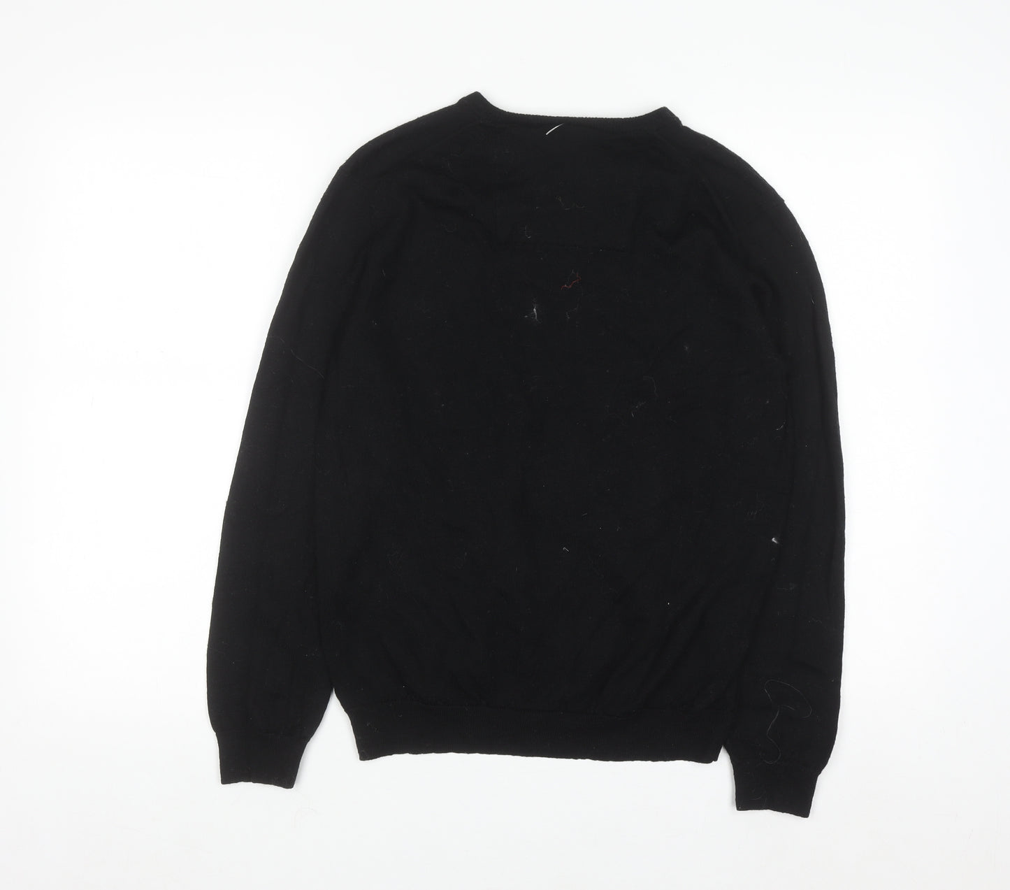 Calvin Klein Men's Black Merino Wool V-Neck Pullover Jumper M