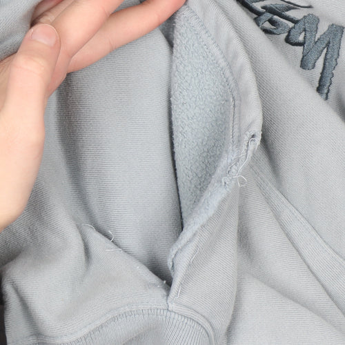 Stussy Men's Blue Pullover Hoodie Medium Cotton Fleece Sweatshirt