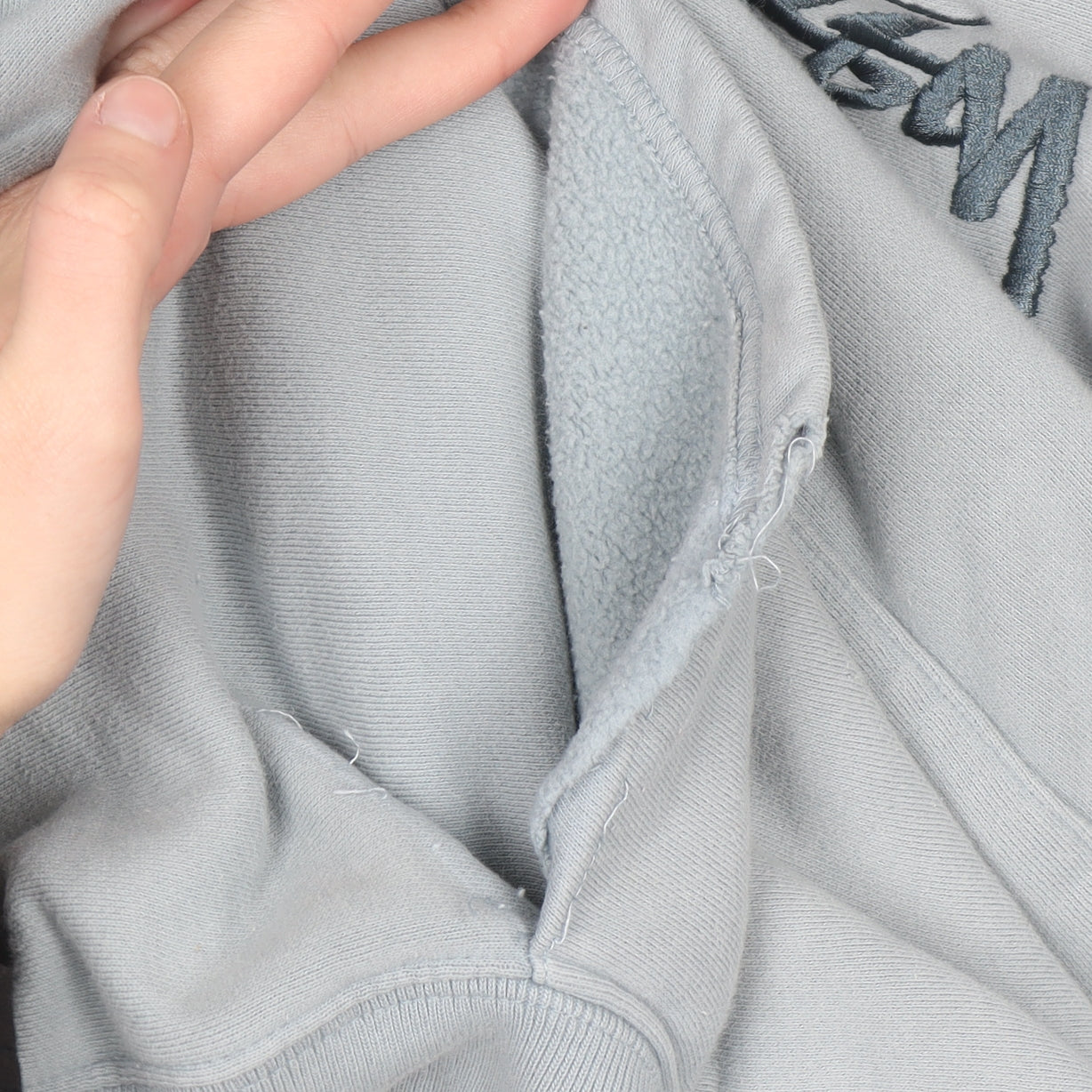 Stussy Men's Blue Pullover Hoodie Medium Cotton Fleece Sweatshirt