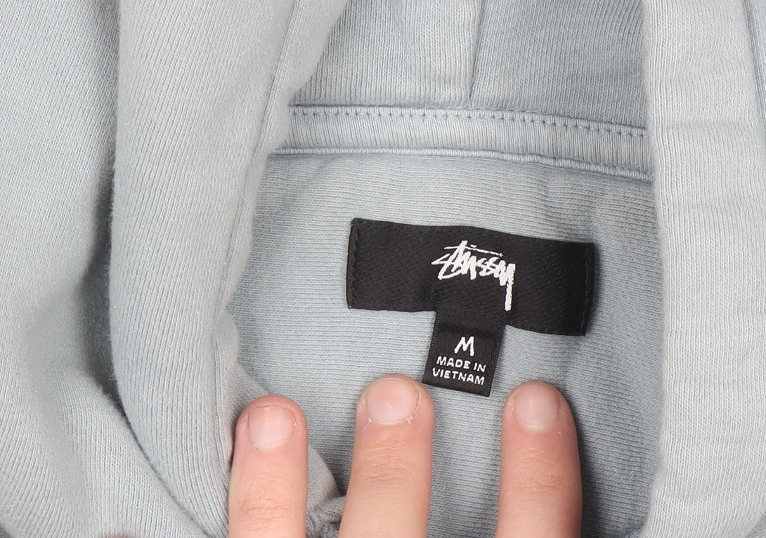 Stussy Men's Blue Pullover Hoodie Medium Cotton Fleece Sweatshirt